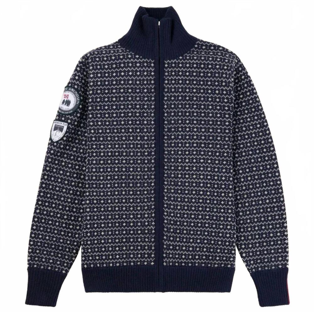 NEW AMUNDSEN men's heroes of tellemark full zip sweater in faded navy